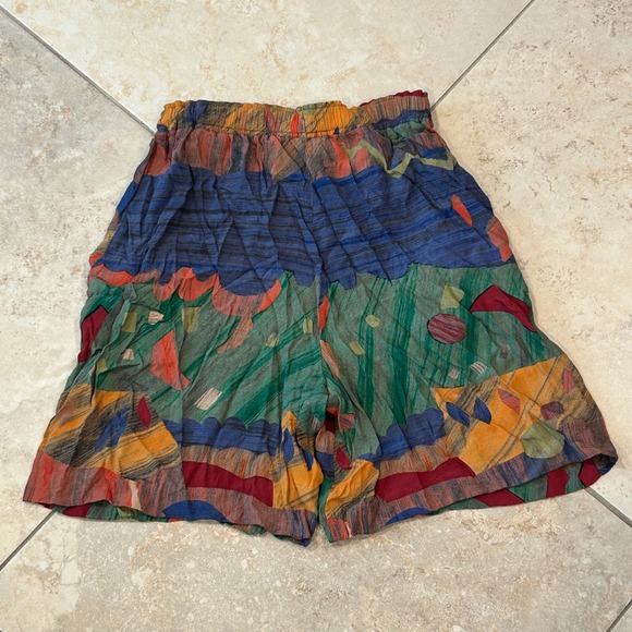 Vintage Karen Kane 2 Piece Set Women 4 Multicolor Shirt Shorts Art Rayon 90s USA - Picture 12 of 13